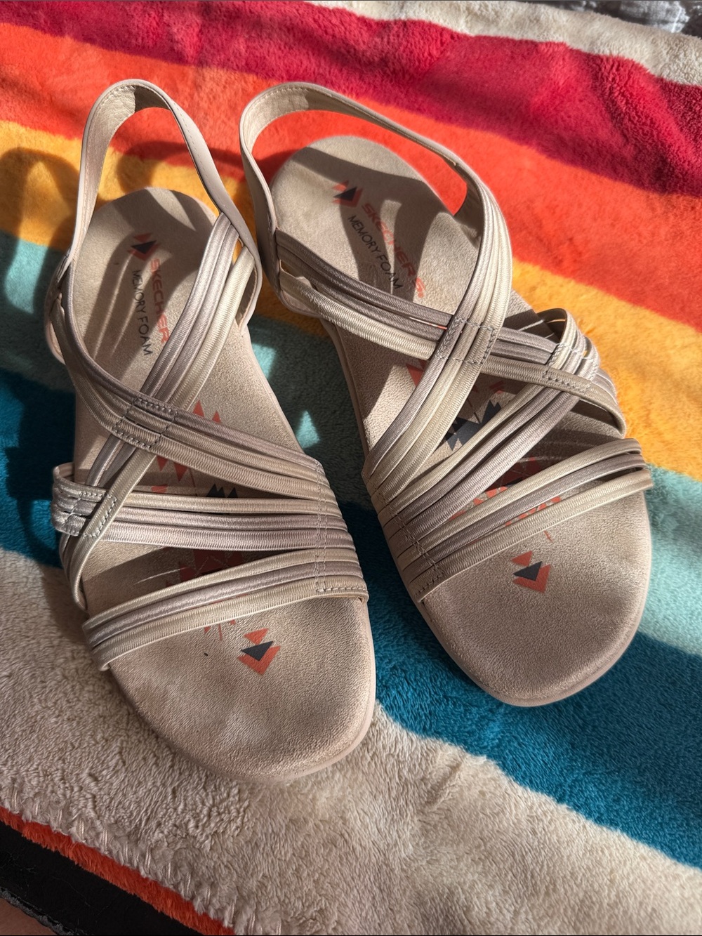Sketchers memory foam  Beige Strappy Slingback Sandals
